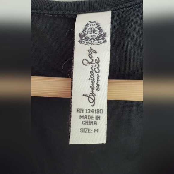 American Rag Elegant Charcoal Black Wrap Top Size Medium - Picture 8 of 9